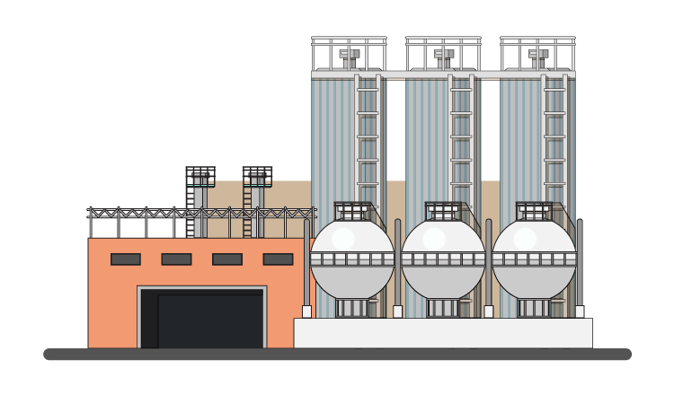 illustration of a processing plant for condensate