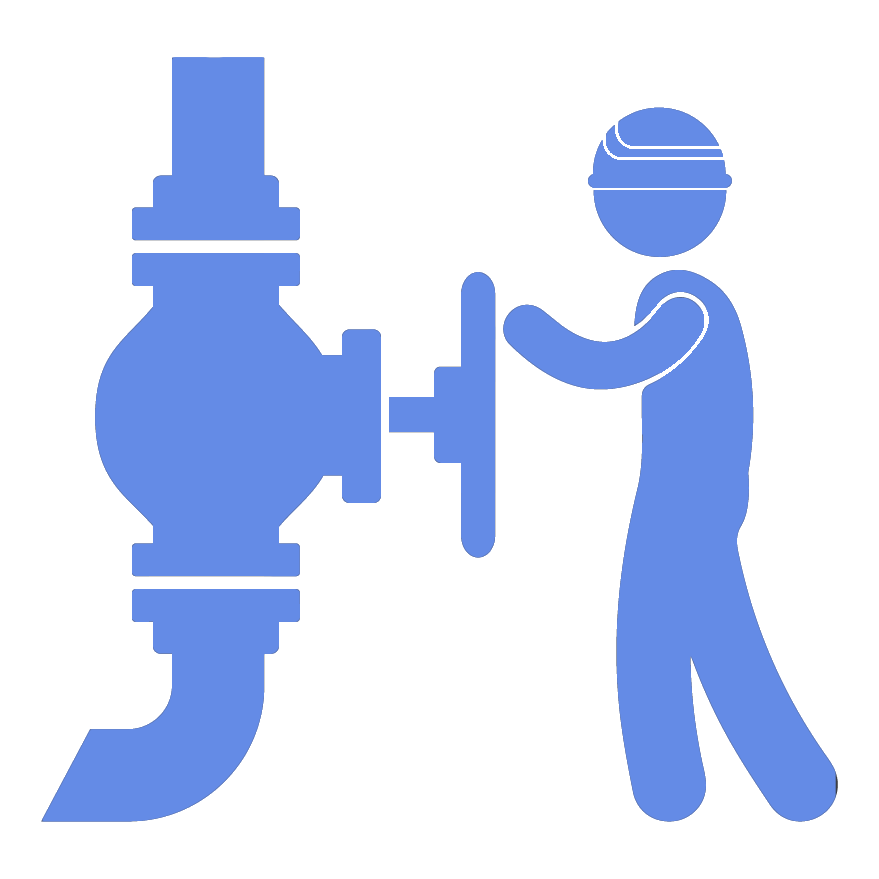 a graphic of a worker operating a valve