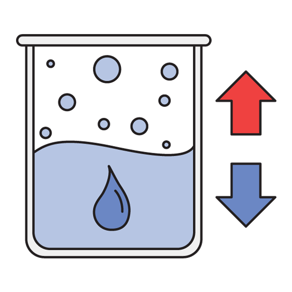 a illustration of a beaker showing water vapor at a determined temperature, hydrocarbon dew point