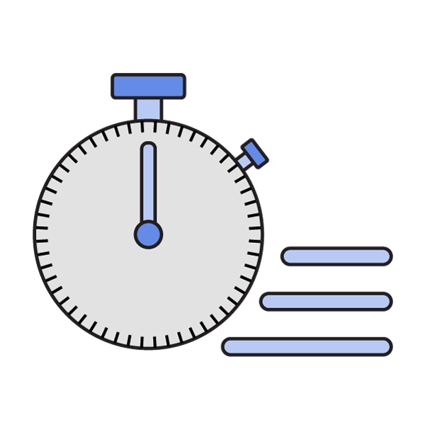 a stop watch with lines implying its moving, this shows the quick response time on the ZEGAZ Dew Point measurement solutions.