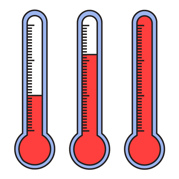 thermometers showing fluctuated temperatures for dew point measurement
