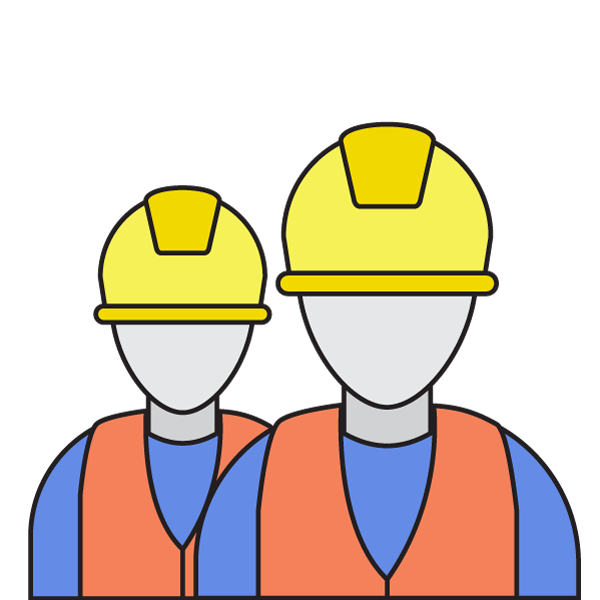 a graphic of some people in high vis vests, used to show safety or service